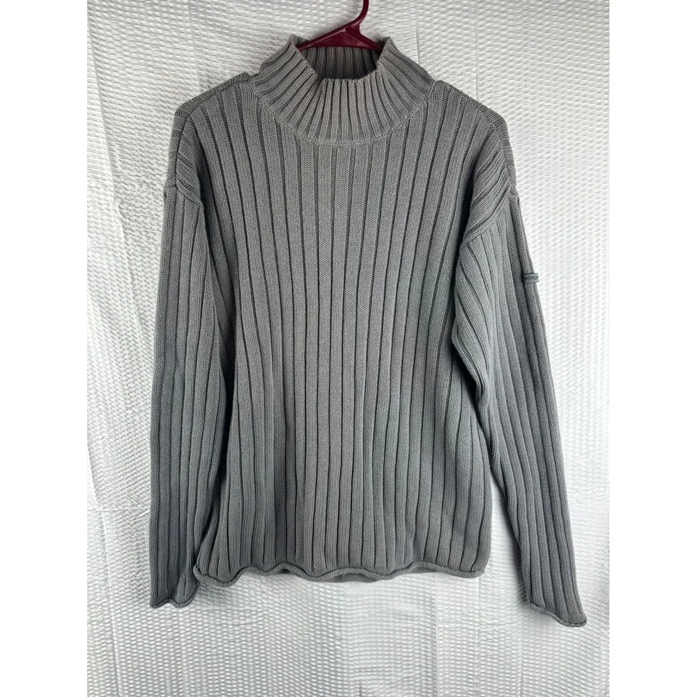 Y2K Aéropostale Ribbed Mock Neck Sweater Gray Size‎ Large Cotton/Ramie